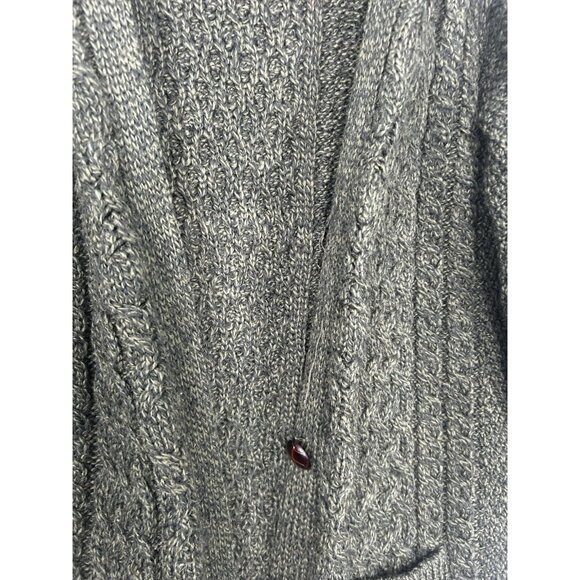Aran Crafts Women L  Merino Wool Cable Knit Button Up Cardigan Missing Buttons - Picture 3 of 5
